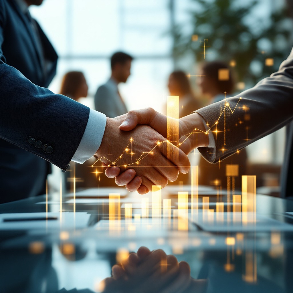 Graph and icons representing investment opportunities